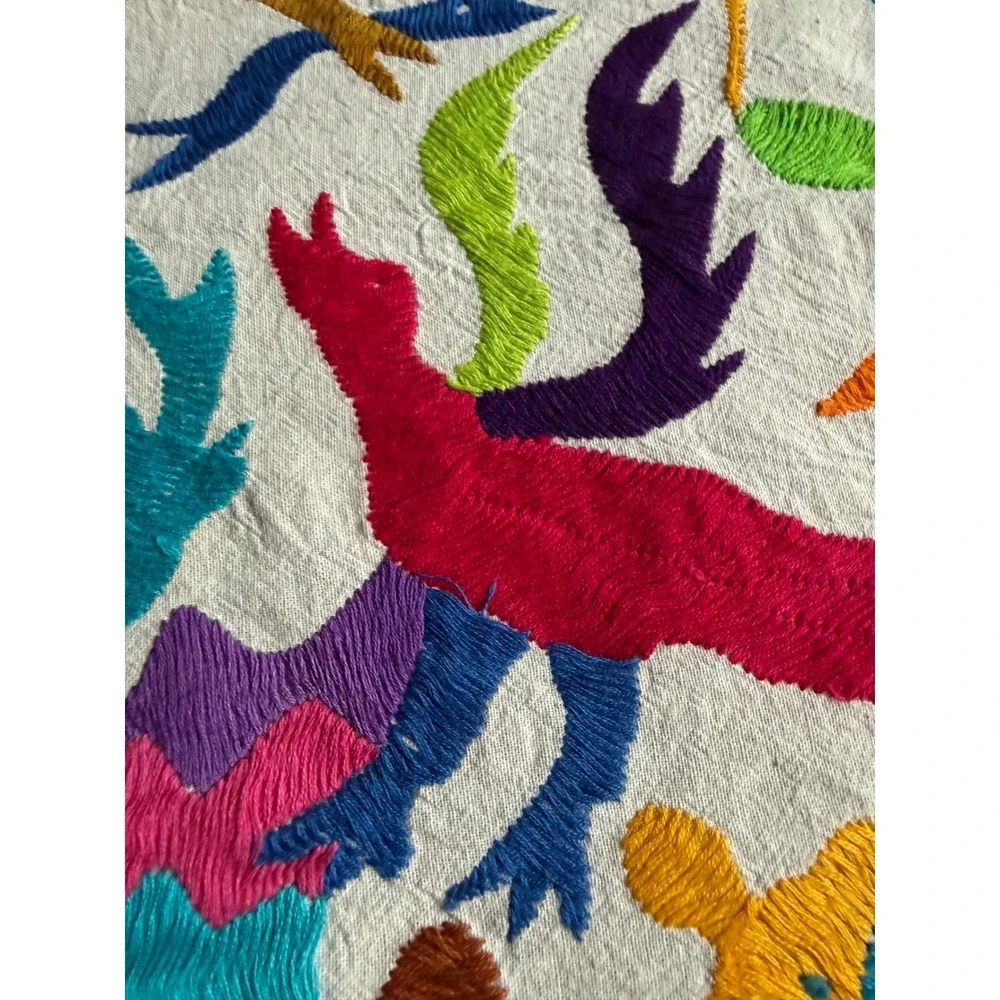 Vintage Otomi Tenango Hand Embroidered Textile Mexican Folk Art 35
